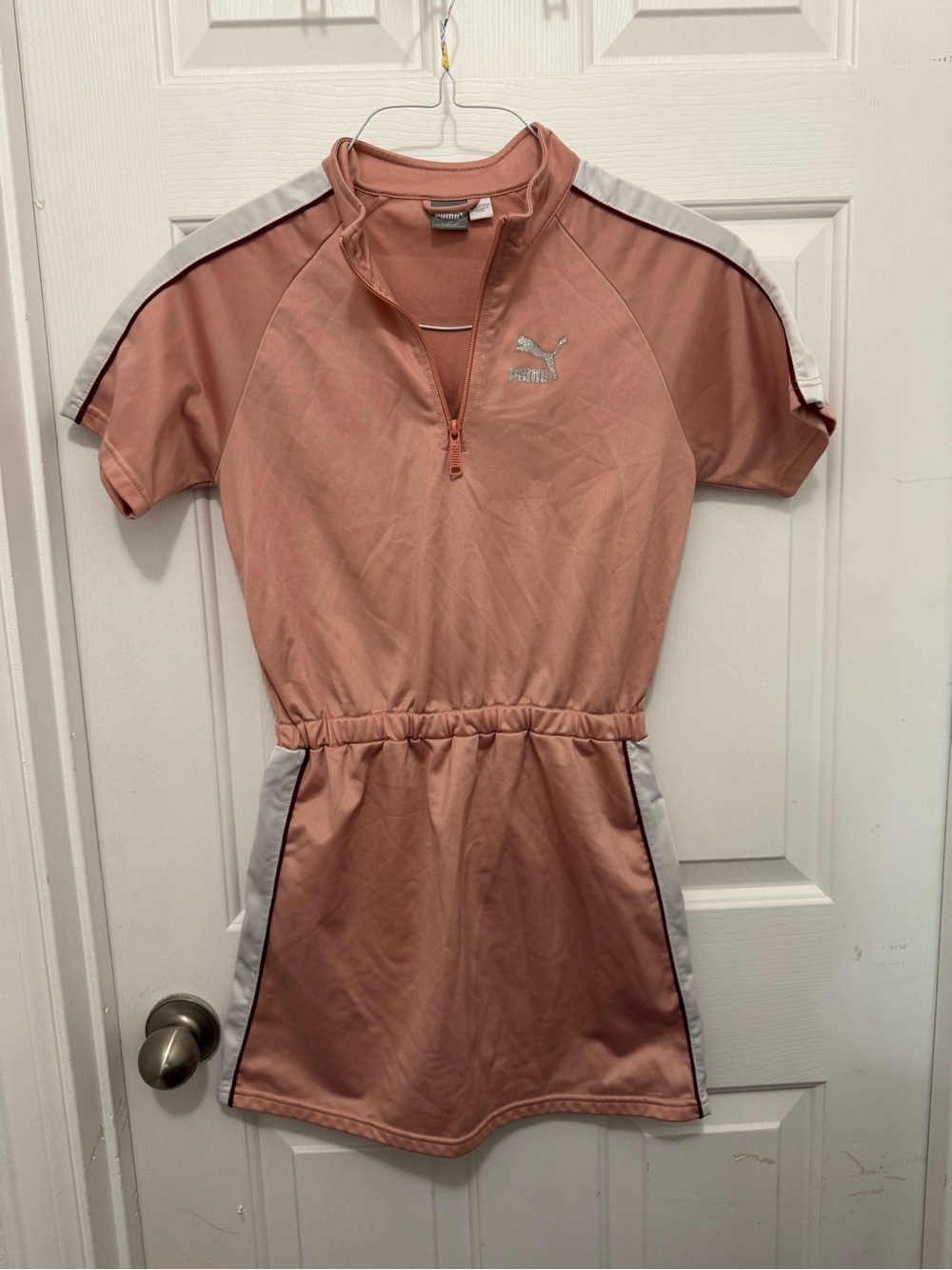 Puma Dusty Rose Short-Sleeve Athletic Dress with White Panels